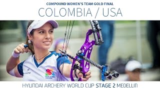 Colombia v USA – Compound Womens Team Gold Final  Medellin 2016 [upl. by Eppillihp135]