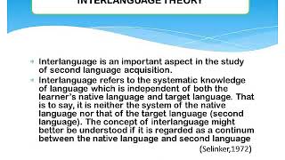 INTERLANGUAGE THEORY [upl. by Essinger964]