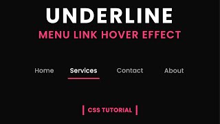 Draw Underline Link Hover Effect  CSS Menu Hover Effect [upl. by Nomelif688]