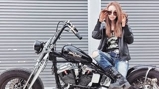 女性ハーレー乗りtomoさん HarleyDavidson evolution 1999 Very cute and beautiful woman [upl. by Justine414]