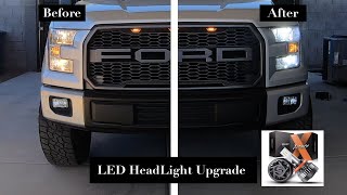 2016 Ford F150 LED HeadLight Bulb Conversion Before amp After [upl. by Andriana]