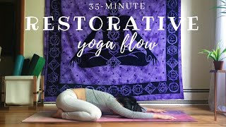 Restorative Yoga Flow  No Props  35minute Class [upl. by Platon702]