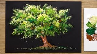 Easy Acrylic Painting Technique for Beginners  Tree [upl. by Yettie]