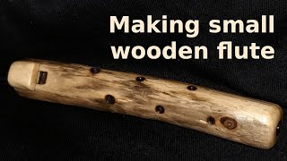 Making small wooden flute from branch [upl. by Ocirrej]