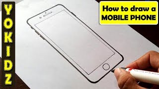 How to draw MOBILE PHONE easy  how to draw a phone [upl. by Sybil421]