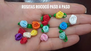 Minis Rosas Rococo hechas con RETAZOS de listón  DIY Ribbon Rococo Roses  Flor Rococo com Retalho [upl. by Feola]