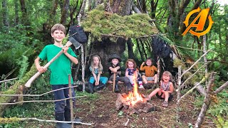 Family Bushcraft Camp Buildoff  Survival Shelter Competition [upl. by Enotna]