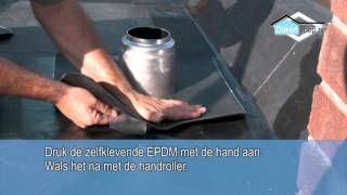 Dakenshop EPDM dakbedekking ontluchting  doorvoer inplakken met zelfklevende EPDM [upl. by Aratehs]