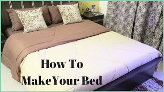 How To Make A Bed How To Put A Bed Sheet On A Bed [upl. by Nelak]