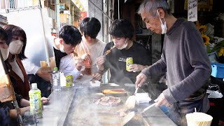 西成 ホルモン やまき  Teppanyaki Grilled Hormon Japanese Street Food  YAMAKI Yakiniku キモ あぶら [upl. by Yecram763]