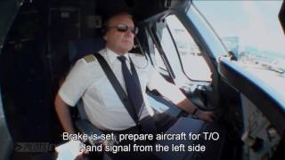 Pilotseyetv  Lufthansa Airbus A380 Departure and Take Off English Subtitles [upl. by Anoyet]