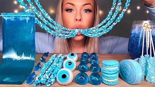 MOST POPULAR FOOD FOR ASMR BLUE FOOD SHEET JELLY BUTTERFLY TEA ROPE JELLY ROCK CANDY MUKBANG 먹방 [upl. by Ronn470]