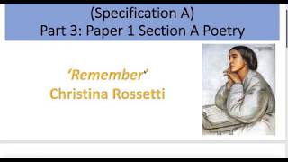 Analysis of Remember by Christina Rossetti [upl. by Yllas]