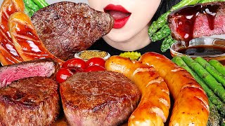 ASMR STEAK CERVELAT SAUSAGE 스테이크 세블락 소시지 아스파라거스 요리먹방 NO TALKING COOKINGampEATING SOUNDS MUKBANG [upl. by Vareck]