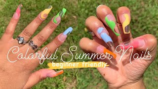 Fake Nails at Home  Super Easy Summer Nails using Beetles Gel Glue Kit Aprés Dupe [upl. by Merrily]