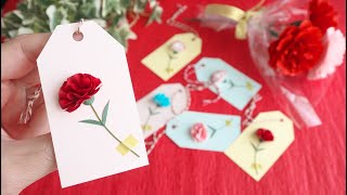 紙で作るカーネーションのギフトタグ【母の日】  DIY How to Make Gift Tags Paper Carnation [upl. by Fuchs]