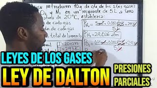 LEY DE DALTON PRESIONES PARCIALES Explicación y ejercicio  Leyes de los gases ideales [upl. by Florencia647]