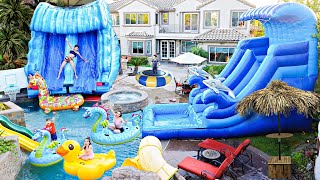 We BUILT A GIANT WATERPARK In Our BACKYARD Crazy Fun [upl. by Aiselad]