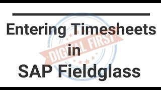 Entering Time sheet In Fieldglass [upl. by Syxela]