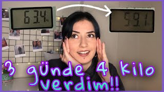 3 GÜNDE 4 KİLO VERDİM diyet listem nelere dikkat ettim 3 günde 4 kilo verdiren detoks sporsuz [upl. by Rayshell]