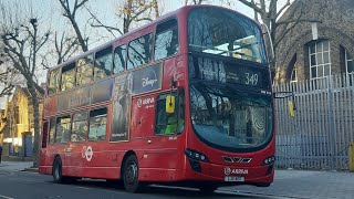 FRV London Bus Route 349 Stamford Hill  Ponders End Enfield Bus Garage LJ11AEX DW407 Gemini 2 [upl. by Amitaf804]