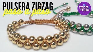 Cómo hacer una pulsera en ZIGZAG con balines o piedras [upl. by Gina950]