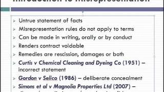 Misrepresentation Lecture 1 of 4 [upl. by Mordy669]