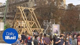 Carpenters use medieval techniques to rebuild Notre Dame Cathedral [upl. by Sibbie534]