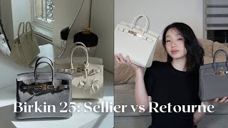 HERMES BIRKIN 25 COMPARISON Sellier vs Retourne [upl. by Halik771]