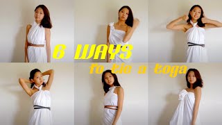 6 WAYS TO TIE A TOGA  With a single bed sheet [upl. by Lotsirhc]