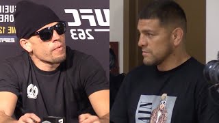 Nate Diaz Passes BLUNT to Nick Diaz during UFC 263 PostFight Press Conference [upl. by Faustus]