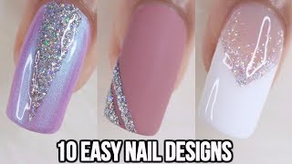 10 EASY GLITTER NAIL IDEAS NAIL ART COMPILATION [upl. by Sheffie]