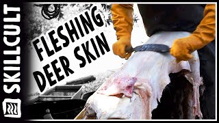 Fleshing Deer Hides for Tanning or Drying Natural Leather Tanning [upl. by Alexine]