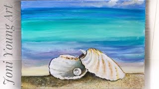 HOW TO PAINT SEASHELL WITH A PEARL ACRYLIC TUTORIAL STEP BY STEP [upl. by Cofsky348]