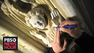 British artisans preach patience for Frances Notre Dame restoration [upl. by Metzgar]