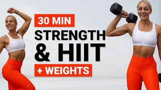 30 MIN FULL BODY POWER WORKOUT  Build Strength  Tone  Dumbbells  Weights  Bodyweight HIIT [upl. by Bernette]