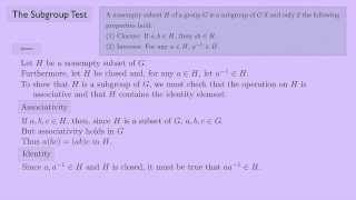 Abstract Algebra 1 The Subgroup Test [upl. by Bale]