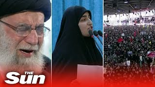 Qasem Soleimani funeral  Huge crowds as daughter threatens US [upl. by Juetta365]