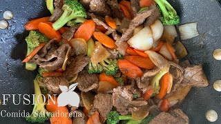 CARNE de RES con VERDURAS 🥦🥕🧅🧄estilo chino Receta [upl. by Franciscka500]