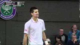 A fan gives Viktor Troicki advice on his serve against Novak Djokovic [upl. by Ynelram]