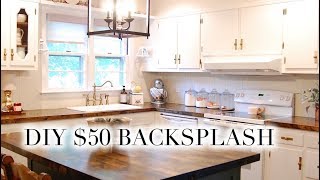 DIY 50 BACKSPLASH  Easy Paneled VGroove [upl. by Acinemod100]