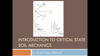 CEEN 641  Lecture 18  Introduction to Critical State Soil Mechanics Part I [upl. by Heaps738]