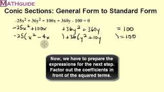 Conic Sections General Form to Standard Form [upl. by Neelyt]