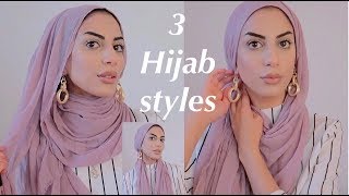 3 Hijab Styles Using Maxi Scarf With Earrings [upl. by Rumit]