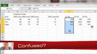 11 Using Excel to measure Laspeyres Price Index [upl. by Eiramassenav]