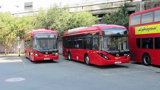 Electric Buses On London Bus Route 484 Lewisham  Camberwell Green [upl. by Alenairam917]