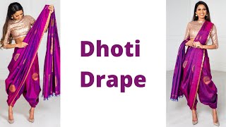 Dhoti Style Saree Draping  Easy Silk Saree Draping  Tia Bhuva [upl. by Ario]