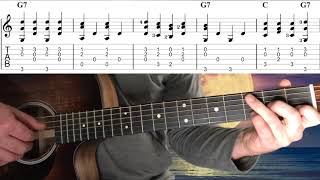 Au Claire de la Lune Fingerstyle Guitar easy [upl. by Sukram]