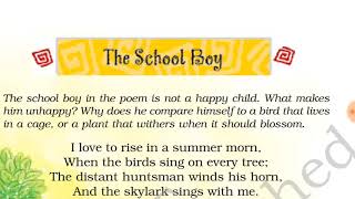 Class 8th The school Boy poem with QUESTION ANSWERS full explaination c [upl. by Paik]