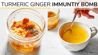 TURMERIC GINGER HONEY BOMB  immunity boosting recipe [upl. by Ulphiah]